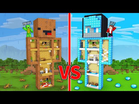 JJ's RICH Statue vs Mikey's POOR Statue Survive Battle in Minecraft - Maizen