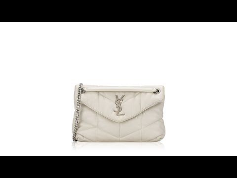 Saint Laurent Lambskin Monogram Loulou Puffer Small Shoulder Bag Crema Soft