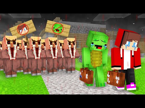 JJ and Mikey Were KICKED By SCARY VILLAGERS in Minecraft - Maizen