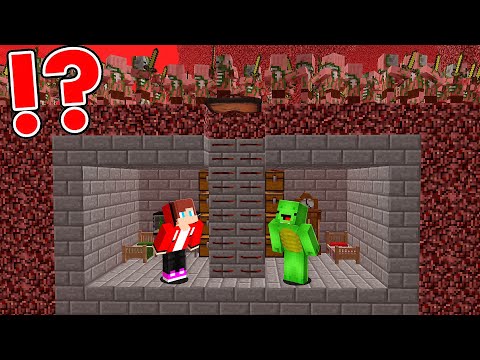 JJ And Mikey Build A NETHER BUNKER In Minecraft - Maizen