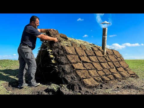 Built a House out of Clay and Wood in the Wild! Delicious Lamb Dinner for Everyone