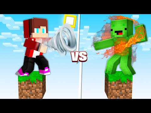 ONE BLOCK JJ Vs Mikey With ELEMENTAL POWER In Minecraft - Maizen