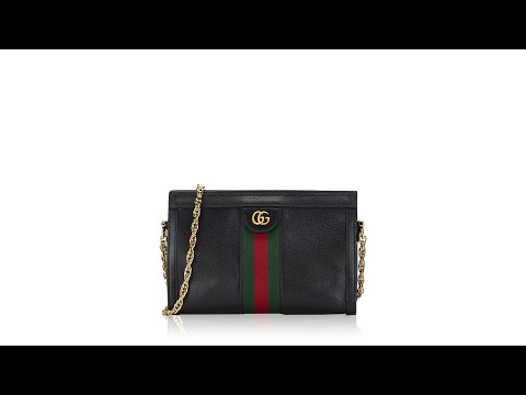 Gucci Calfskin Web Ophidia Small Chain Shoulder Bag Black