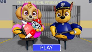 PAW PATROL! SKYE WITH BABY MARSHALL! PRISON RUN BARRY! #Roblox #obby