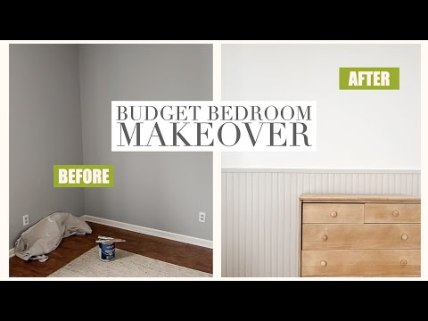 BUDGET BEDROOM MAKEOVER part 1 - PEEL & STICK BEAD BOARD WALLPAPER