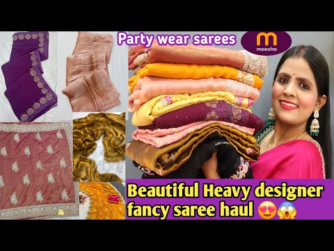 MEESHO Huge Heavy Designer Saree Haul/Partywear/Jimmy choo/Handwork/Fancy Sarees