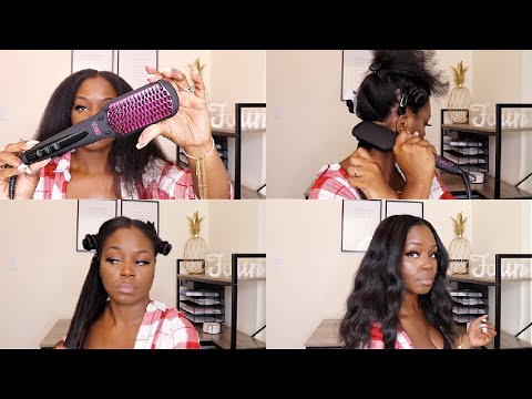 TRYING A ELECTRIC HAIR STRAIGHTENING BRUSH ON NATURAL HAIR | HONEST REVIEW | Hair Straightening