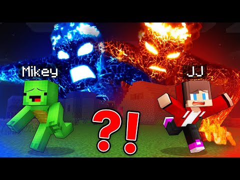 JJ and Mikey Escape From LAVA and WATER Elemental Monster in Minecraft - Maizen