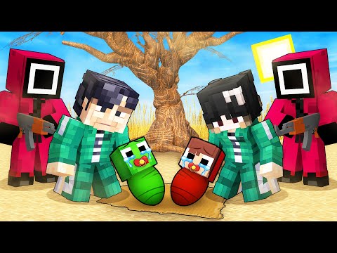 JJ and Mikey were ADOPTED by PLAYERS in SQUID GAME in Minecraft - Maizen