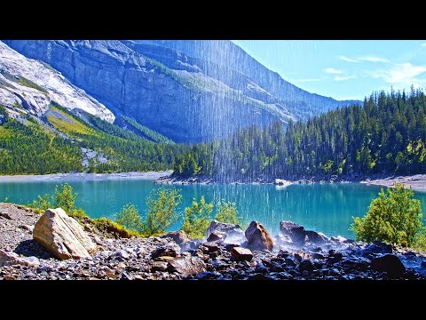 ASMR Waterfall Sounds for Sleeping or Meditation, 4K Swiss Lake Background