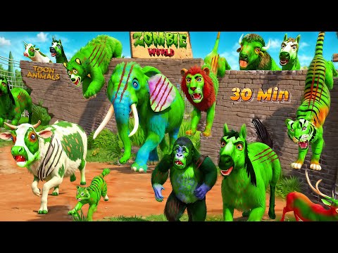 Zombie Animal Farm Diorama: Epic Rescue Adventures Compilation - Wild & Farm Animals!