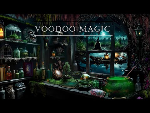 BAYOU SWAMP WITCH LAIR AMBIENCE-VOODOO MAGIC-FIREFLIES-SOOTHING WATER & NIGHT TIME NATURE SOUNDS