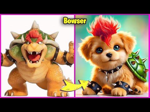 Super Mario Bros. Characters As Puppies🐶 And Their Favorite Drinks & Other Favorites | BOWSER, MARIO