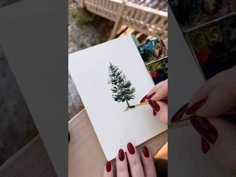 How to paint a watercolor pine tree: easy tutorial