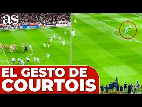 El GESTO de COURTOIS al FONDO del FRENTE ATLÉTICO en el METROPOLITANO tras el GOL DEFINITIVO