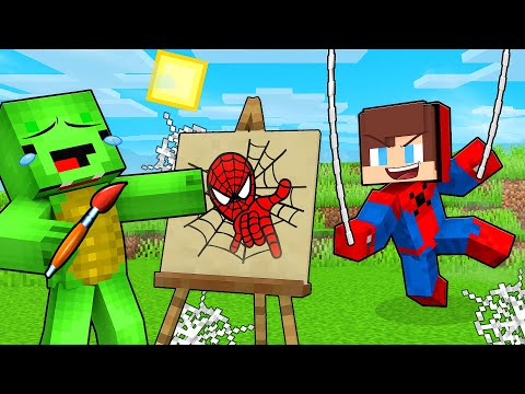 JJ and Mikey Use DRAWING MOD to BECAME SUPERHERO in Minecraft - Maizen