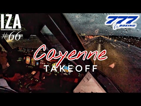 B777 CAY 🇨🇵 Cayenne | TAKEOFF 08 | 4K Cockpit View | ATC & Crew Communications