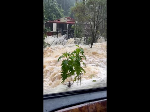 Motorists in shock as road turns into waterfall in cyclone aftermath