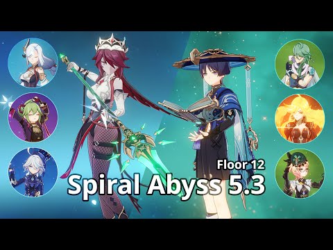 C6 Rosaria + C0 Shenhe & C1 Wanderer Burning - Spiral Abyss 5.3 Floor 12 (9 Stars) | Genshin Impact