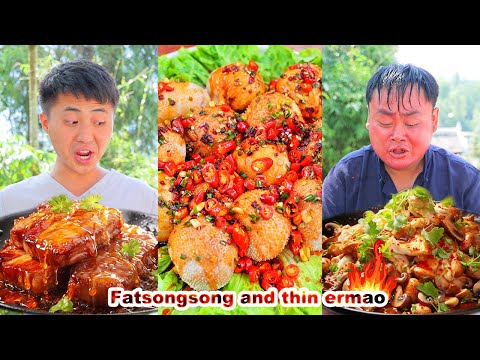 Songsong is eating spicy belly buns for beauty, it's so funny!🔥  | songsong and ermao | mukbang