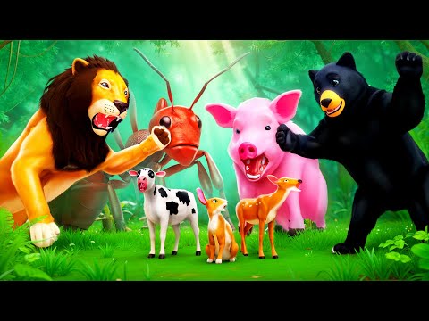 Magical Jungle Diorama: Fun Animal Moments with Good vs Bad and Giant vs Small Showdowns!