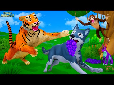 Tiger King and Monkey vs Cunning Fox: Epic Food Heist Adventure | Funny Animal Cartoons!