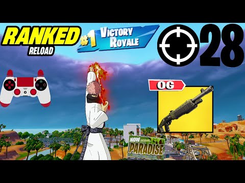 28 Elimination Solos "UNREAL Ranked RELOAD” Gameplay Wins (Fortnite Chapter 6 PS4 Controller)