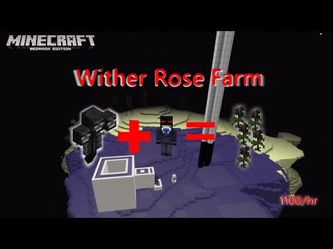 Wither Rose Farm, Enderman powered, Minecraft Bedrock up to 1.19.63