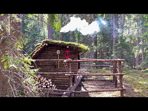 Living in the wild for 3 days! The warm hut for survival in forest  Life off the grid