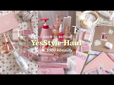 $500 back to school YesStyle haul 🎀🪞🩰Pinterest school girl kbeauty essentials, skincare, makeup haul