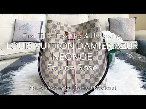 Louis Vuitton Damier Azur Neonoe Eau de Rose: First Time Poshmark Unboxing Authenticating Bag Reveal