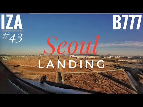 B777 LANDING Seoul, Korea | CockpitView | ATC & Crew Communications