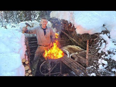 Forging a Knife & Survival Camping Alone in the Wilderness