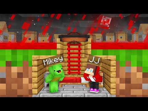 JJ and Mikey Build Tiny BUNKER From BLOOD RAIN in Minecraft - Maizen