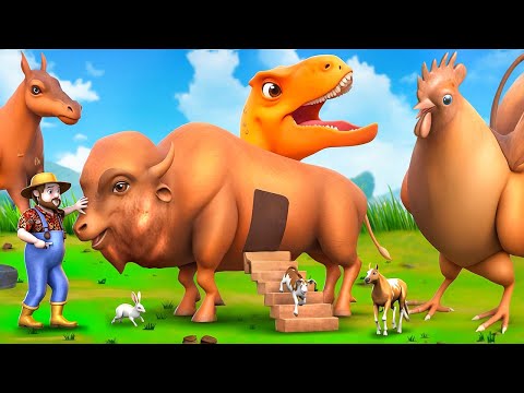 Epic T-Rex Rescue! 🦖🚜 Mud & Sand Adventures with Farm Animals - Who Will Survive?