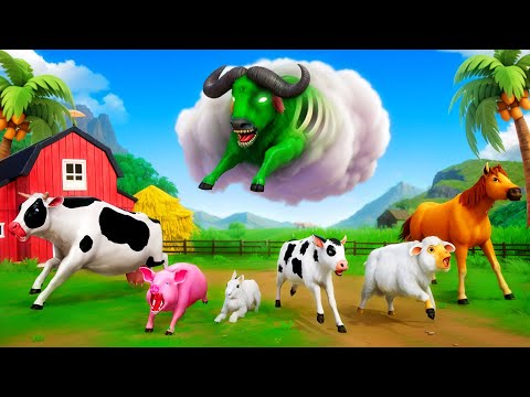 Zombie Buffalo vs Farm Animals: A Thrilling Dream Showdown | Funny Animals Cartoons 2024