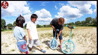 【ココロマン学園・体育】さてこころまん家の誰が一輪車に乗れるでしょうか？