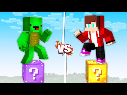 JJ On YELLOW LUCKY BLOCK Vs Mikey On PURPLE LUCKY BLOCK: ONE BLOCK CHALLENGE In Minecraft - Maizen