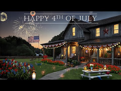 RUSTIC FARM 4th OF JULY CELEBRATION VIDEO-BBQ-WAVING AMERICAN FLAG-FIREWORKS-FIREFLIES-PATRIOTIC