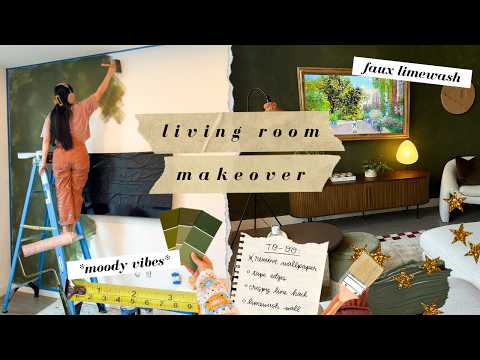 moody living room makeover *my anthropologie dream come true!!* | diy faux limewash paint