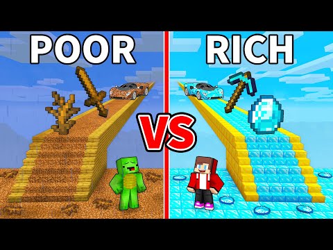 JJ's RICH Bridge vs Mikey's POOR Bridge Survive Battle in Minecraft - Maizen