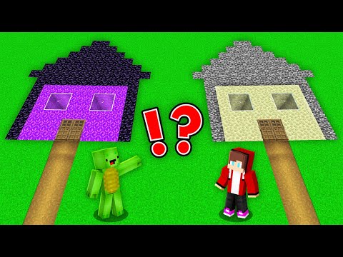 JJ and Mikey Found 2D HOUSES : BEDROCK vs OBSIDIAN in Minecraft Maizen!