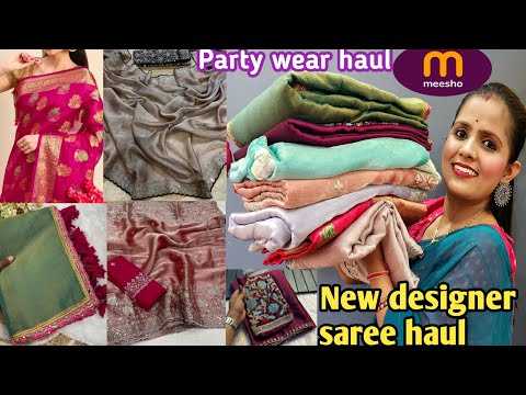 New Trending Sarees Meesho/Designer/Partywear Saree Haul/Meesho haul